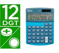 Liderpapel XF28 Calculadora Sobremesa 12 Dígitos Doble Línea, Coste, Venta, Margen, Tasas, Solar y Pilas, Azul 155x115x25 mm