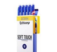 LIEBKAMP Soft Touch Bolis Borrables Azul [5 Uds] Boligrafos Borrable Azul 0,7mm Recargable - Boli Borrable, Bolígrafos Borrables, Erasable Pen, Canetas Apagaveis