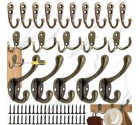 Liekadijiae 20 Piezas Gancho Perchas Vintage, Bronce Antiguo de Diseño Gancho, Perchas Vintage Bronce, Gancho de Pared Antiguo de Diseño, Ganchos de Metal para Colgar en la Pared(con 40 Tornillos)