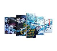 Lienzo decorativo para pared de Demon Slayer Kimetsu, personaje japonés Tanjiro, póster de anime, impresiones HD, pintura para decoración de sala de estar, marco de madera, listo para colgar (anime, 8