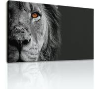 Lienzo decorativo para pared, diseño de león majestuoso, moderno y elegante, para sala de estar, sofá, entrada, dormitorio, guardería, póster gris para decoración de pared del hogar, 28 x 20 pulgadas