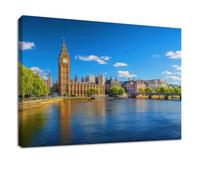 Lienzo decorativo para pared, diseño moderno de color azul, marco para salón, paisaje de la ciudad del Big Ben, pintura decorativa para oficina, pasillo y dormitorio, 120 x 80 cm