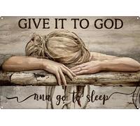 Lienzo enmarcado inspirador con texto en inglés "Give It to God" para niñas, 20 x 30 cm