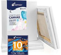 Lienzo estirado para pintar de 13 x 18 cm, paquete de 10 unidades, 300 g/m², triple imprimación, sin ácidos, 100% algodón, lienzo enmarcado pequeño en blanco para acrílicos, verter pintura al óleo