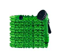 Life Basics Manguera Extensible de jardín, con Pistola de Riego de 7 Funciones, Incluye Adaptador y Pistola, Manguera de Agua a Presión Antienredos Verde ,Se Expande 3 Veces su Longitud,