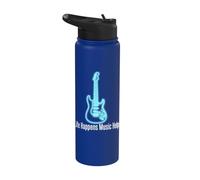 Life Happens Music Helps Electric Guitar Outline Stainless Steel Insulated Water Bottle