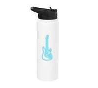 Life Happens Music Helps Electric Guitar Outline Stainless Steel Insulated Water Bottle