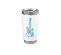 Life Happens Music Helps Electric Guitar Outline Vaso térmico de acero inoxidable de doble pared