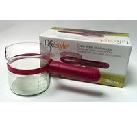 Life Style - Cazo de Vidrio Microondas - Mango de Silicona - 360 ml - Granate