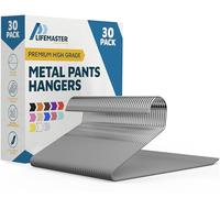 LifeMaster Juego de 30 Perchas de Metal Antideslizantes para Pantalones, diseño Resistente Que Ahorra Espacio para Pantalones, Jeans, Mantas, manteles, Organiza tu Armario con Perchas Antideslizantes