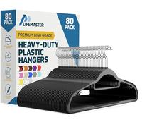 LifeMaster Juego de 80 Perchas de Ropa Resistentes, Antideslizantes, Giro de 360°, diseño Que Ahorra Espacio, Barra de Accesorios, Ganchos Inteligentes, Color Negro