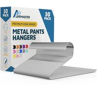 LifeMaster Paquete de 30 Perchas de Metal Antideslizantes Blancas, Resistentes y ahorran Espacio para Pantalones, Jeans, Mantas, manteles, solución de organización de Armario con diseño Elegante de