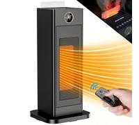 LIFERUN Calentador de ventilador, ahorro de energía, pequeño, calentador eléctrico con termostato y humidificador, calentador eléctrico oscilante de 90°, calefacción cerámica PTC, silencioso, modo ECO