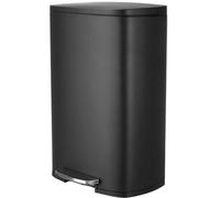 LIFERUN Cubo de Basura Cocina 50 Litros, Cubos Basura Metálicas, Papelera Grande con Tapa de Cierre Suave y Cubo Interior, per Cocina, Baño, Wc u Oficina, Negro