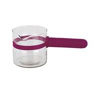 LifeStyle - Cazo vidrio templado con mango para microondas 360 ml color granate apto para lavavajillas