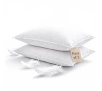 Lifestyle comfort ltd LSC - Juego de 2 almohadas de plumas y plumón de pato blanco de lujo, cómodas almohadas de calidad de hotel, relleno de plumas de pato suave, 100 % poliéster, para dormir de lado