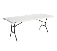 Lifetime Mesa plegable rectangular 185x76x74 cm para 4 personas, polietileno, blanco granito