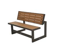 LIFETIME 60054 - Banco jardín, respaldo abatible, Banco convertible en mesa, medidas 141x36x48 cm, Polietileno de alta densidad, resistente al agua, protección UV, color madera