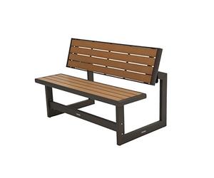 LIFETIME 60054 - Banco jardín, respaldo abatible, Banco convertible en mesa, medidas 141x36x48 cm, Polietileno de alta densidad, resistente al agua, protección UV, color madera