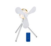 Lifetime Air Ventilador de Mesa Recargable USB, 3 Aspas, 4 Velocidades, Mando, Luz Cálida, 2200 mAh, Blanco