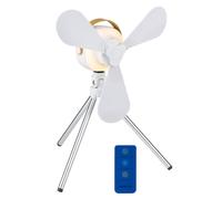 LIFETIME AIR Ventilador de mesa recargable USB, 4 velocidades, mando, luz cálida, 2200mAh, blanco