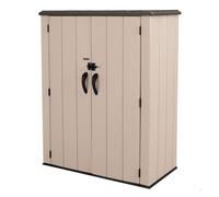 Lifetime - Armario exterior vertical Rough Cut™ 1.500 L, polietileno HDPE texturizado, con suelo, doble puerta con cierre para candado (n/i), estructura reforzada, estantes interiores ajustables, resi