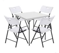 Lifetime - Pack mesa rectangular 94x94 cm y 4 sillas plegables, color blanco, fabricadas en HDPE y acero resistente, con protección UV, patas con topes protectores, ideal para interior y exterior, per