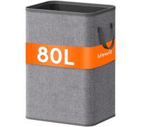 Lifewit Cesta grande de 80 L para la ropa sucia, cesta plegable con asas, cesta plegable para ropa sucia, cesta portátil para ropa sucia para dormitorio, universidad, baño Badrom, gris claro