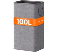 Lifewit Cesto grande y alto de 100 L, cesta plegable con asas, cestas plegables para ropa sucia, cesta portátil para ropa sucia para dormitorio, universidad, baño, gris claro