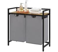 Lifewit Cesto Ropa Sucia, Laundry Basket con Estante y Bolsas Extraíbles, Clasificador para Cuarto de Lavado, Dormitorio, Baño, o Dormitorio, 2 Compartimentos, 95 L, Gris