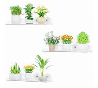 Lifewit Estanterias Plantas para Ventana, 3 Pack 38cm Baldas flotantes para Plantas Suculentas Interiores y Verduras en Miniatura, Repisas con Estante de Ventosas Acrílicas para Baño/Habitacion