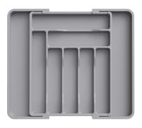 Lifewit Organizador Cuberteros para Cajón Cocina, Libre de BPA Bandeja Cubiertos Extensible, Separador Cubiertos Utensilios Almacenaje, Cajas para Cubertería, Fondo 38 cm, Ancho 30-49,8cm, Gris