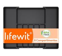 Lifewit Organizador de Cubiertos para Cajón Cocina, Bandeja para Menaje Extensible, Cubertero Compacto para Almacenar Cucharas, Tenedores y Cuchillos, Ancho 39-68 x Fondo 47 cm, Lote 1, Negro