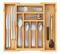 Lifewit Pequeño Bandeja para Cubiertos para Cajones, Profundidad de 33 cm, Cuberteros Extensible de Hasta 42 cm de Ancho, Organizador de Cocina para Pequenos Cubiertos, Cucharas de Te, Tenedores