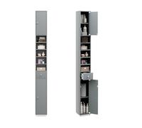 LIFEZEAL Armario Alto 180cm, Armario Alto de baño con 2 Puertas y 1 cajón, Mueble Auxiliar con 5 estantes Ajustables, Organizador para Espacio pequeño (Gris)