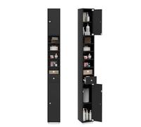 LIFEZEAL Armario Alto 180cm, Armario Alto de baño con 2 Puertas y 1 cajón, Mueble Auxiliar con 5 estantes Ajustables, Organizador para Espacio pequeño (Negro)