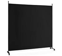 LIFEZEAL Biombo de 1 Panel, Separador para Interior, Exterior, Biombo Móvil Pared Divisoria, Marco de Metal con 4 Ruedas, Protección de Privacidad, Separador de Espacio, Byobu, 184 x 184 cm