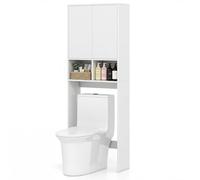 LIFEZEAL Estante De Inodoro, Organizador De Baño con Dos Compartimentos Abiertos, Estante Ajustable, Mueble sobre Inodoro Ahorra Espacio, Independiente, Blanco, 59 x 23 x 166 cm
