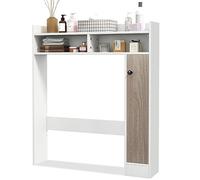 LIFEZEAL Estantería sobre Inodoro para Baño, Mueble de Almacenamiento con una Puerta Encima Inodoro, Armario con Estantes y Barra Ajustables, Organizador de Baño, Ahorro de Espacio (Blanco)