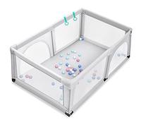 LIFEZEAL Parque infantil para bebés, centro de actividad de Oxford con 50 bolas, con ventosas antideslizantes, ideal para interior y exterior (Gris claro)