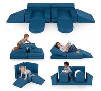 Lifezeal - Sofá infantil modular de 10 piezas, sillón infantil convertible de espuma con tejido de ante suave y fundas con cremallera lavables a máquina, sofá de juego plegable para bebé de 3 años