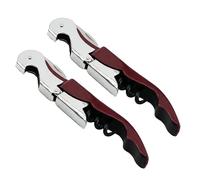 LifgWas 2 PCS Abridor de Vino Profesional de Acero al Carbono - Sacacorchos de Palanca Doble con Abrebotellas y Cortacápsulas - Calidad Restaurante para Camareros y Familia - Burdeos