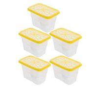 LIFKICH 5 Piezas Caja Antihumedad Vacía Reutilizable de Plástico para | Diseño Compacto y Tapa Sellada, Uso bajo Estante Closet, Color Amarillo, Absorción Versátil