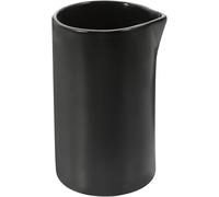 LIFKICH Dispensador de leche cerámica negra 10 x 6,5 x 5,7 cm para cafeterías y uso doméstico con cuchara y jarra funcionalidad de limpieza