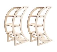 LIFKICH Estante de Madera Forma de Luna Durabilidad y Almacenamiento Creativo 2 Piezas Estantería Baja Beige para Decoración de Escritorio para Sala de Estar