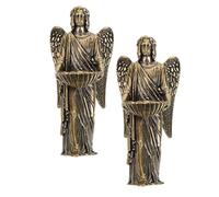 LIFKICH Figuras de Ángeles Guardianes de Latón, Par Simétrico Grande para de Altar y Mesa en Hogar y Oficina, Estatuas Religiosas Vintage Función Ornamental Navideña