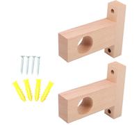 LIFKICH Soporte para Barra de Cortina de Madera Maciza 2 Piezas, Soporte Extremo de 2,5 Cm de Diámetro para Cortina de Baño, Accesorio Resistente para Decoración de Ventanas y Baño
