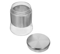 LIFKICH Tarro de Acero Inoxidable y Vidrio 880ml para Sal y Azúcar | Tapa Perforada de Acero, Diseño Desmontable, Vertido Controlado, Recarga Amplia, Uso en Buffet y Barbacoa