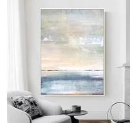 LIFKNVN gran cuadro sobre lienzo paisaje marino playa pintura abstracta azul océano cielo costero arte mural cuadros estéticos decoración de la habitación 60x90cm sin marco
