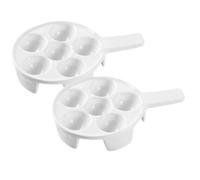 LIFKOME 2 Piezas Plato de Caracoles de Cerámica de Color Claro Asas | Acabado Liso Antideslizante, Ranuras Múltiples, Apto para Horno y Lavavajillas, Uso en Cocina